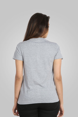 

Campus Sutra Printed Women's Round Neck Grey T-Shirt