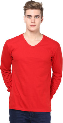 

Inkovy Solid Men' V-neck Red T-Shirt