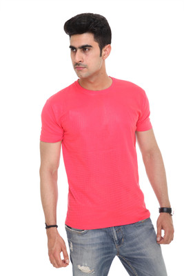 

Colors & Blends Geometric Print Men's Round Neck Red T-Shirt, Cherry