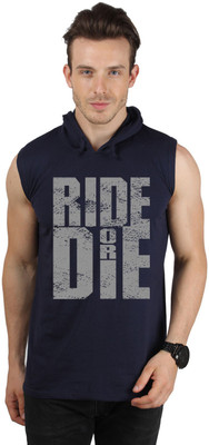 

SayItLoud Printed Men' Hooded Blue T-Shirt