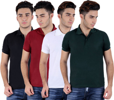

Sanvi Traders Solid Men Polo Neck Multicolor T-Shirt(Pack of 4