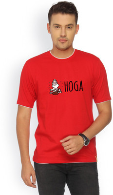 

Campus Sutra Printed Men Round Neck Red T-Shirt