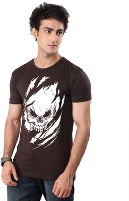 

Inkovy Graphic Print Men' Round Neck Brown T-Shirt