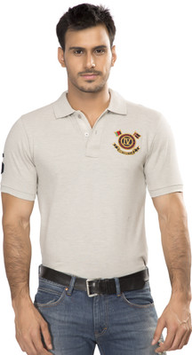 

Alan Jones Solid Men's Polo Neck Grey T-Shirt, Melange
