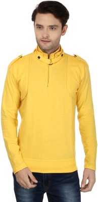 Black Collection Solid Men Turtle Neck Yellow T-Shirt