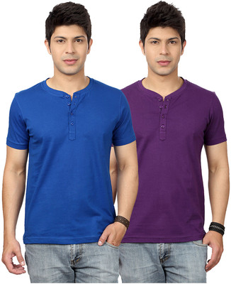 

Top Notch Solid Men's Henley Blue, Purple T-Shirt(Pack of 2), Royal blue;purple