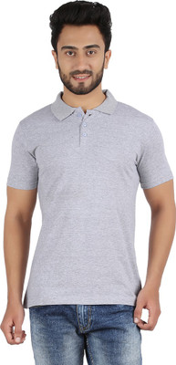

Ap'pulse Solid Men' Polo Neck Grey T-Shirt, G.mel