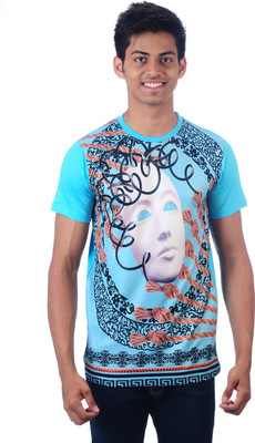

DDI Self Design Men's Round Neck Multicolor T-Shirt, Turquoise