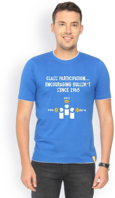 

Campus Sutra Printed Men Round Neck Blue T-Shirt, Royal blue