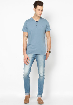 

Jack & Jones Solid Men's V-neck Blue T-Shirt, Coronet blue