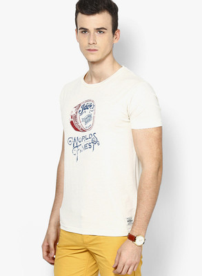 

Jack & Jones Graphic Print Men's Round Neck White T-Shirt, Whisper white