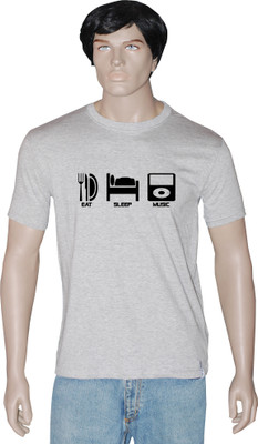 

Tshirt.in Graphic Print Men's Round Neck Grey T-Shirt, Grey melange