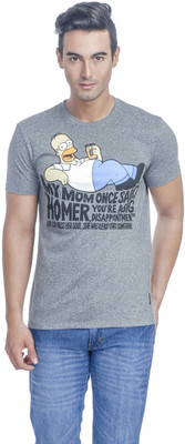 

Simpsons Printed Men's Round Neck Grey T-Shirt, Grey mouline