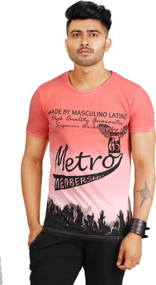 

Masculino Latino Printed Men' Round Neck Red T-Shirt