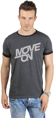 

SayItLoud Printed Men's Round Neck Black T-Shirt, Black;black melange