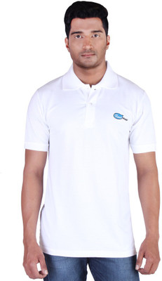 

FLEXIMAA Embroidered Men's Polo Neck White T-Shirt