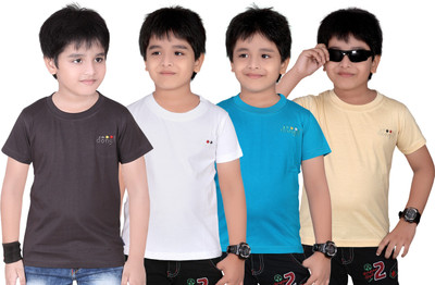 

FabTag - Dongli Boys Solid T Shirt(Multicolor, Pack of 4, Grey & white & blue & beige