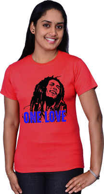 

Zorba Mart Printed Women' Round Neck Red T-Shirt
