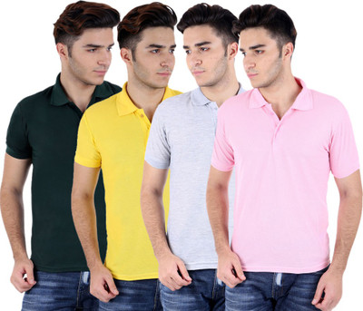 

Sanvi Traders Solid Men Polo Neck Multicolor T-Shirt(Pack of 4