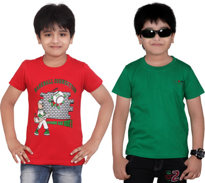 

Dongli Solid Boys Round Neck Multicolor T-Shirt(Pack of 2)