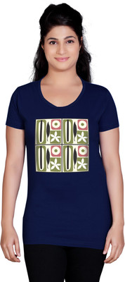 

Tantra Graphic Print Women's Round Neck Dark Blue T-Shirt, Navy blue