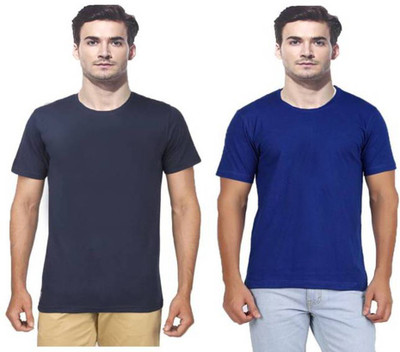 

Gallop Solid Men' Round Neck Dark Blue, Dark Blue T-Shirt(Pack of 2, Navy;royal blue