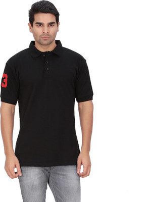 

DNA Solid Men's Polo Neck Black T-Shirt