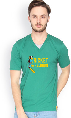 

Campus Sutra Solid Men V-neck Dark Green T-Shirt, Bottle green