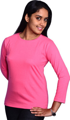 

Zorba Mart Solid Women' Round Neck Pink T-Shirt