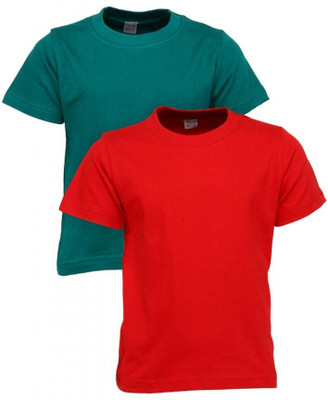 Gkidz Boys Solid T Shirt(Red, Pack of 2, Green