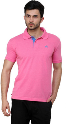 

Cotton County Premium Solid Men's Flap Collar Neck Pink T-Shirt