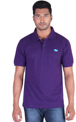 

FLEXIMAA Embroidered Men' Polo Neck Purple T-Shirt