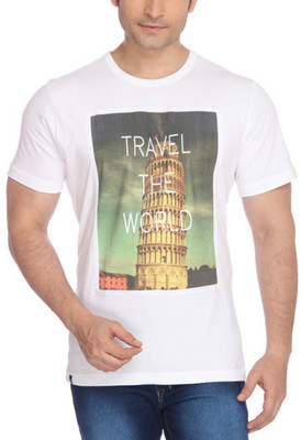 

Parx Printed Men's Round Neck White T-Shirt