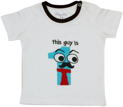 

Chirpie Pie by Pantaloons Boys Embroidered Cotton T Shirt(White, Pack of 1
