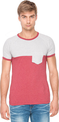 

Campus Sutra Solid Men Round Neck Grey, Red T-Shirt
