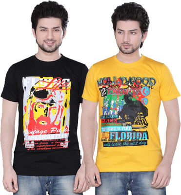 

Zebu Printed Men's Round Neck Multicolor T-Shirt(Pack of 2)