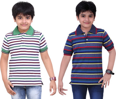 

Dongli Boys Striped T Shirt(White, Pack of 2), Multicolor