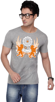 

Inkovy Graphic Print Men' Round Neck Grey T-Shirt