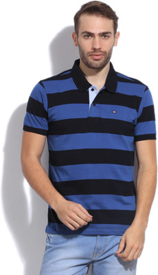 

Arrow Sports Striped Men' Polo Neck Blue T-Shirt