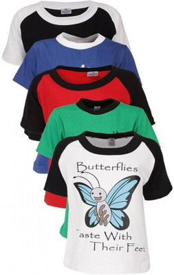 

Gkidz Boys Printed Cotton T Shirt(Multicolor, Pack of 5, Black