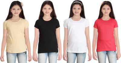 

FabTag - Sini Mini Girls Solid T Shirt(Multicolor