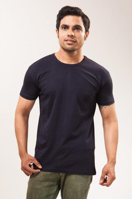 

Unisopent Designs Solid Men's Round Neck Blue T-Shirt, Navy blue