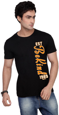 

Inkovy Graphic Print Men' Round Neck Black T-Shirt
