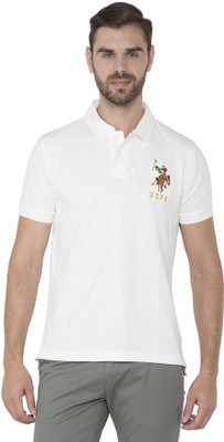 

U.S. Polo Assn Solid Men's Polo Neck White T-Shirt, Ivory