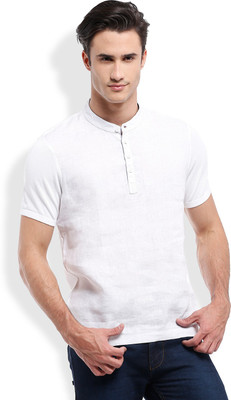 

Parx Solid Men's Henley White T-Shirt