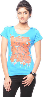 

Trendy Girlz Graphic Print Women's Round Neck Blue T-Shirt, Diva blue