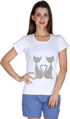 

Faireno Printed Women' Round Neck White T-Shirt
