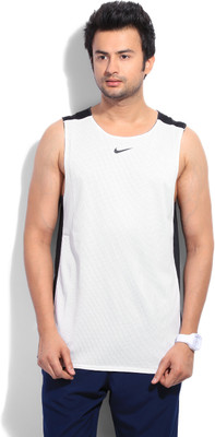 

Nike Solid Men's Round Neck Black, White T-Shirt, 100