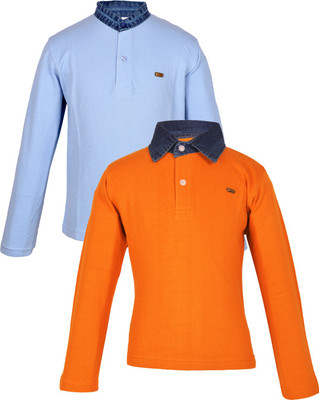 

Gkidz Boys Solid Cotton T Shirt(Orange, Pack of 2, Multicolor