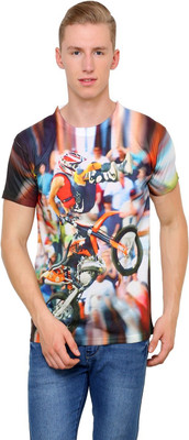 

Can Can Graphic Print Men's Round Neck Multicolor T-Shirt, White